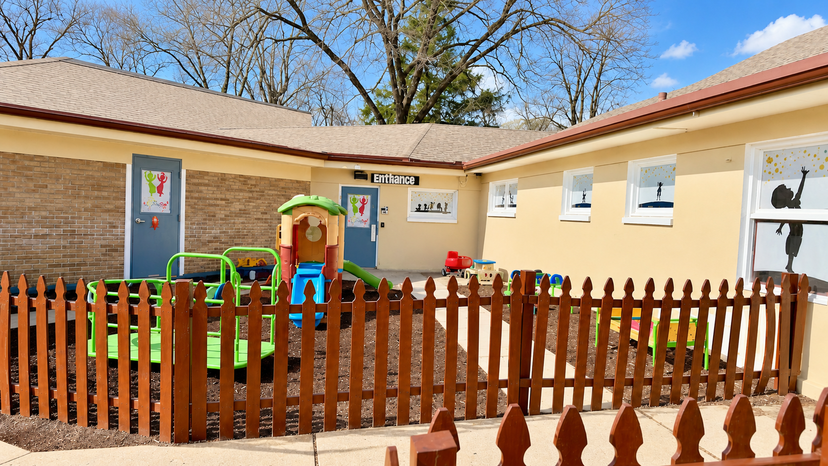 The My Little Angels Child Care building and outdoor play area